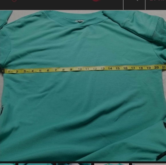 Nine West Active- Teal Sweatshirt with fishnet accent mid-sleeve. - Picture 7 of 9